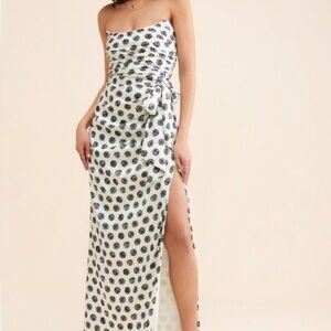 Anthropologie Black and White Ruched One Shoulder Dress